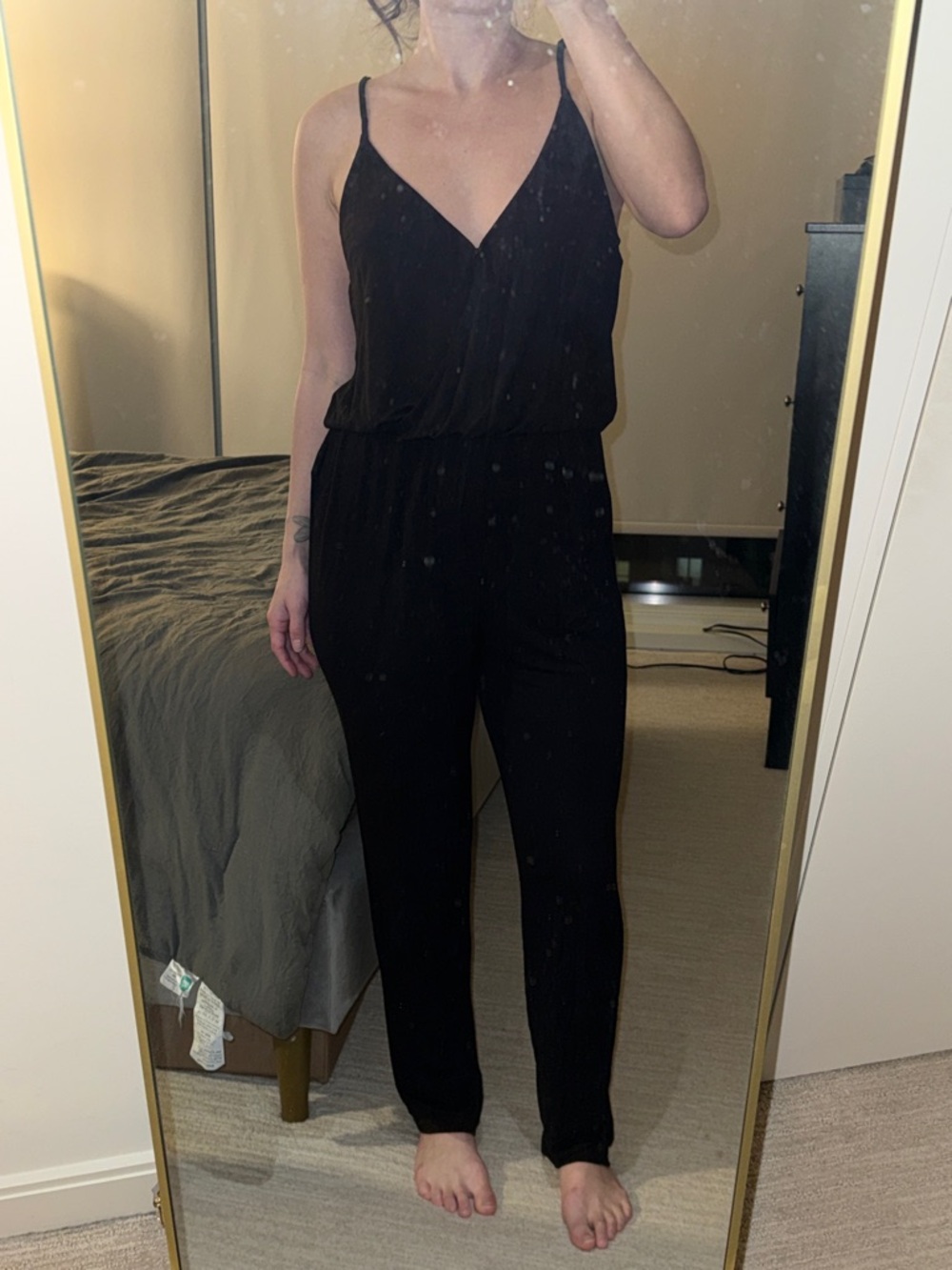 Elegant Black V-Neck Spaghetti Strap Jumpsuit